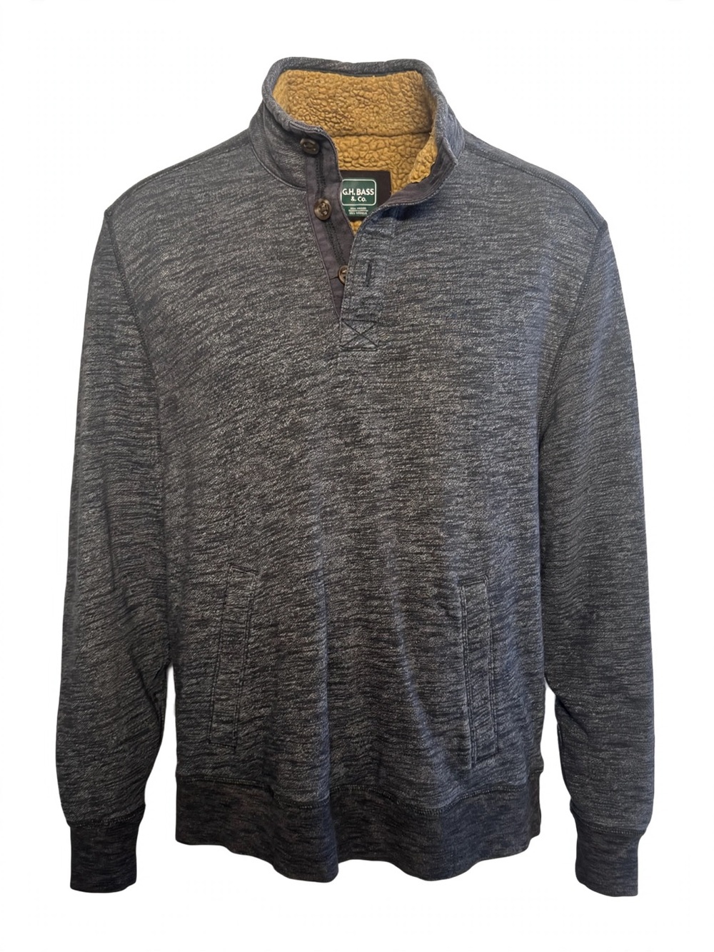 G.H. Bass & Co. Men's Heathered Gray Sherpa-Lined Pullover Sweater xxl
